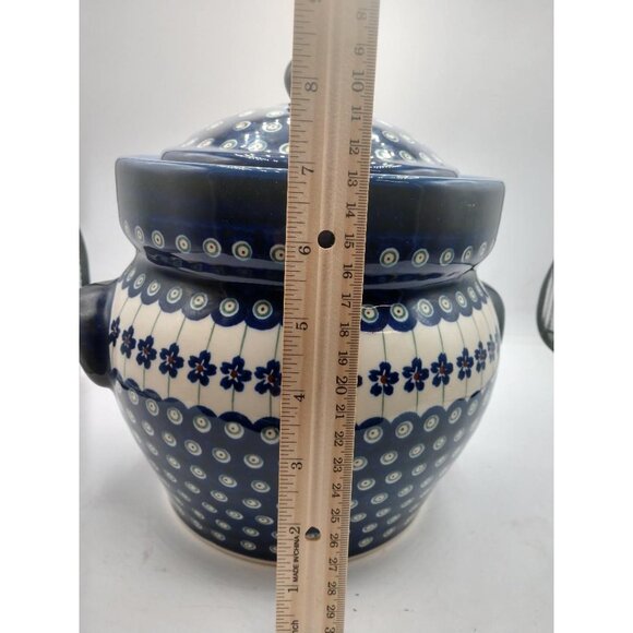 Handmade Polish Pottery Fermenting Crock With Lid & Handles - Boleslawiec U4 - B - Picture 3 of 8